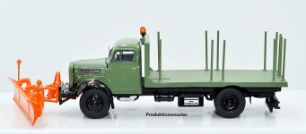 NPE NA99050 - H0 Borgward Holzlaster mit Schneeräumer